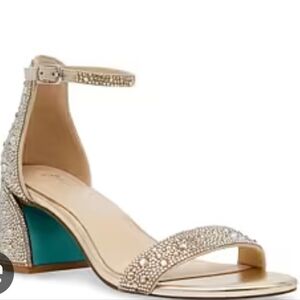 Betsey Johnson Mari Women's Gold Sandal With Rhinestones